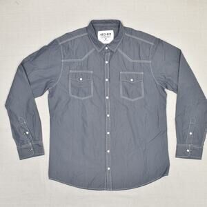 Reclaim Standard Men Cotton Gray Size XL Pearl Snap Shirt Striped Long Sleeve